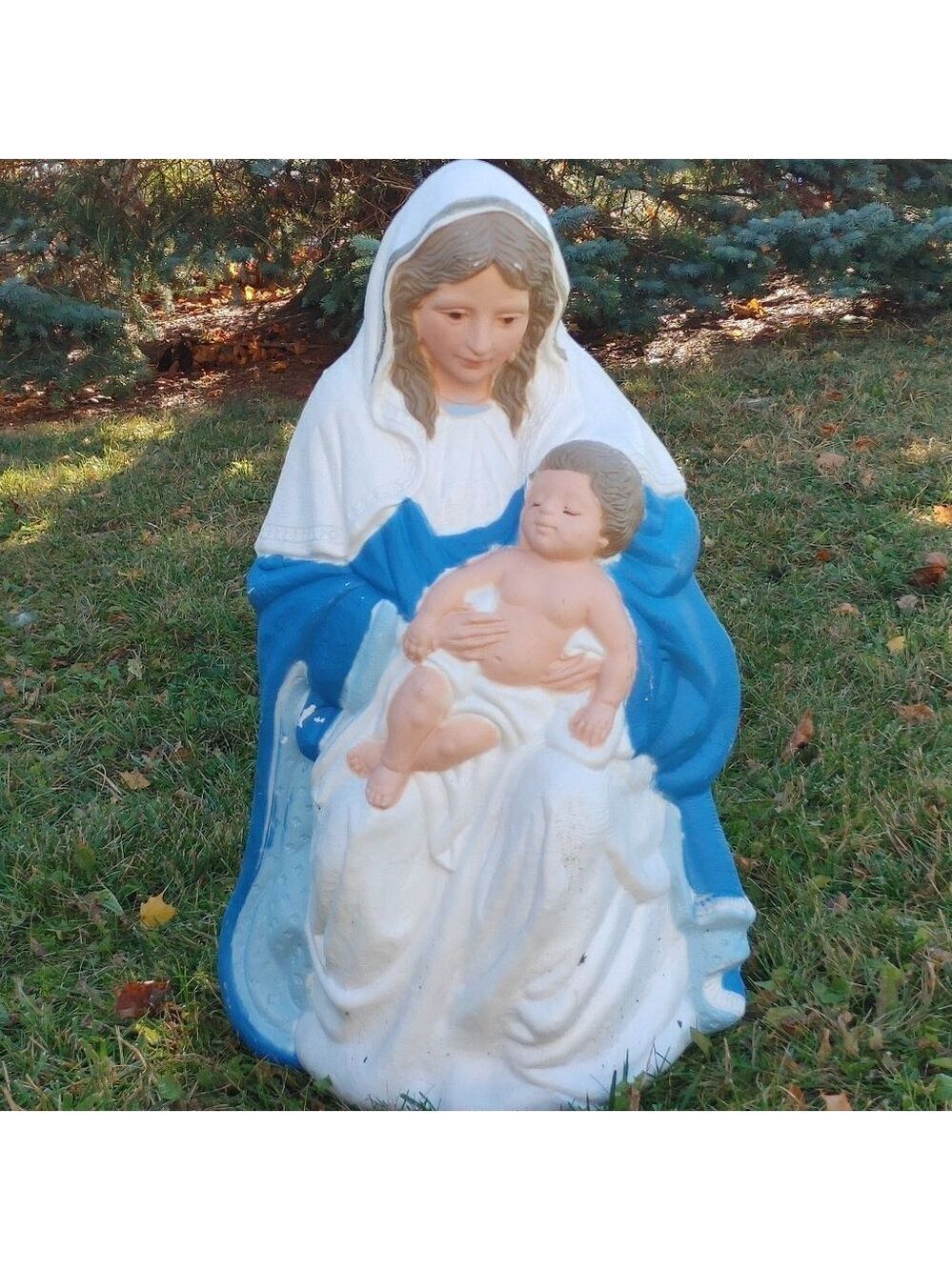 Vintage Blow Mold Virgin Mary And Baby Jesus  1970s TPI